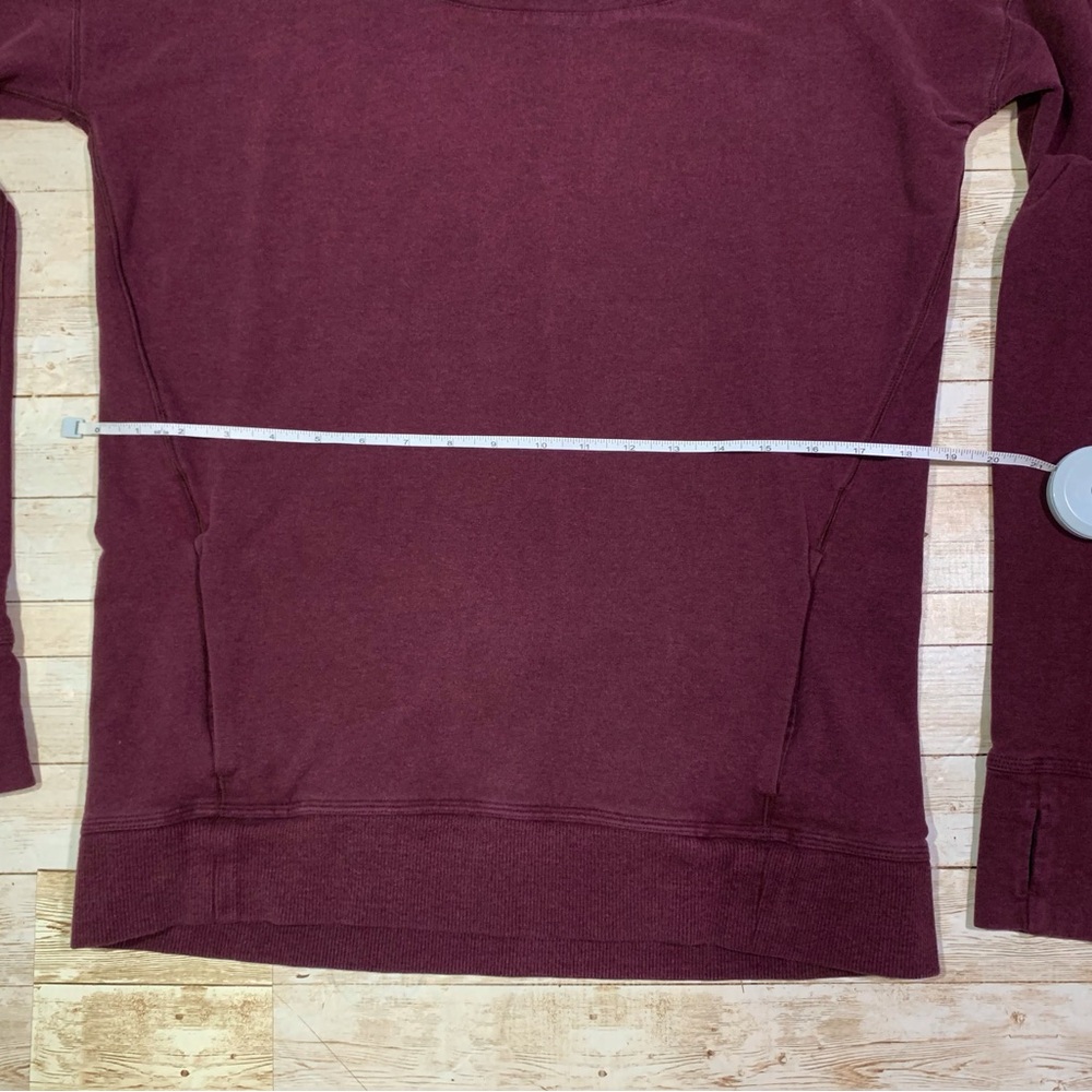 Lululemon Stress Less Hoodie Funnel Neck Pocket Heathered Bordeaux Drama Size 6 - Picture 8 of 10